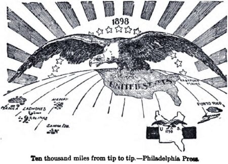 old political cartoon of eagle representing US Empire