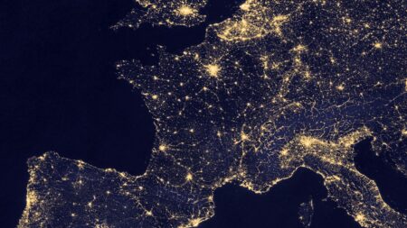 France illuminated at night