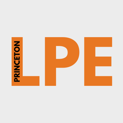 LPE in orange with Princeton written vertically in black lettering in the L